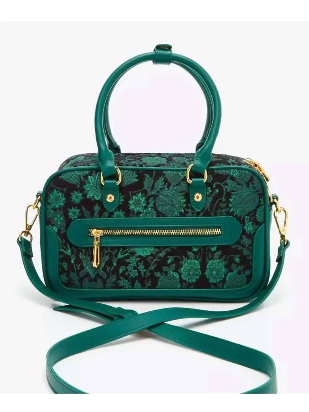 Wicked Oz Green Floral Handbag with Bag Chain